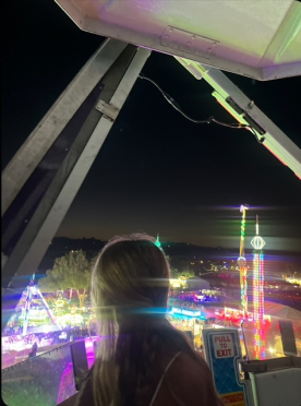 This is a photo of Camie Childress on the Faris wheel at California Mid-state fair